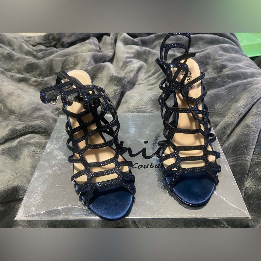Chic by lady couture blue jewled heels size 9
